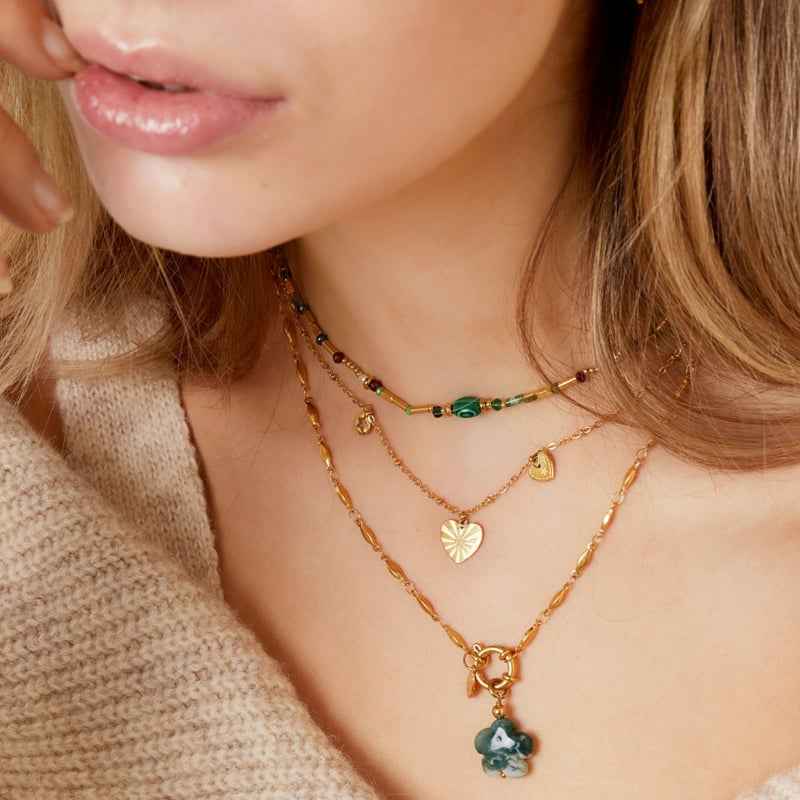 Halsketting dames Rvs met hartjes - Idhuna Jewels