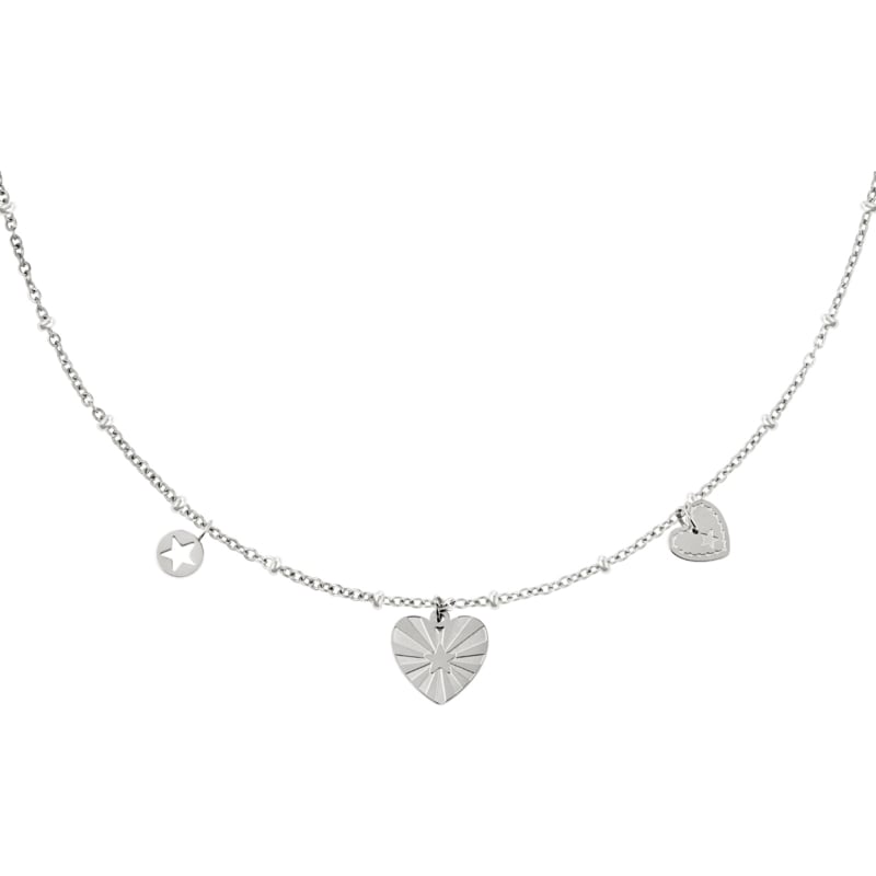 Halsketting dames Rvs met hartjes - Idhuna Jewels