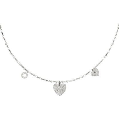 Halsketting dames Rvs met hartjes - Idhuna Jewels