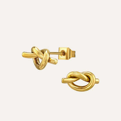 Infinity Knoop Oorknopjes Staal Goud Ella
