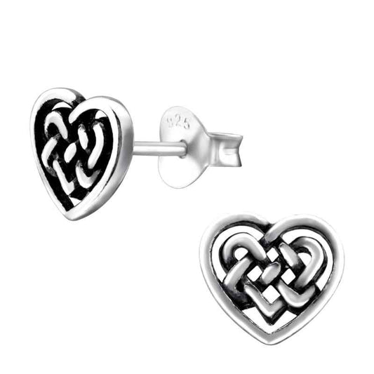 Zilveren Keltische opengewerkte hartjes Oorbellen - Idhuna Jewels