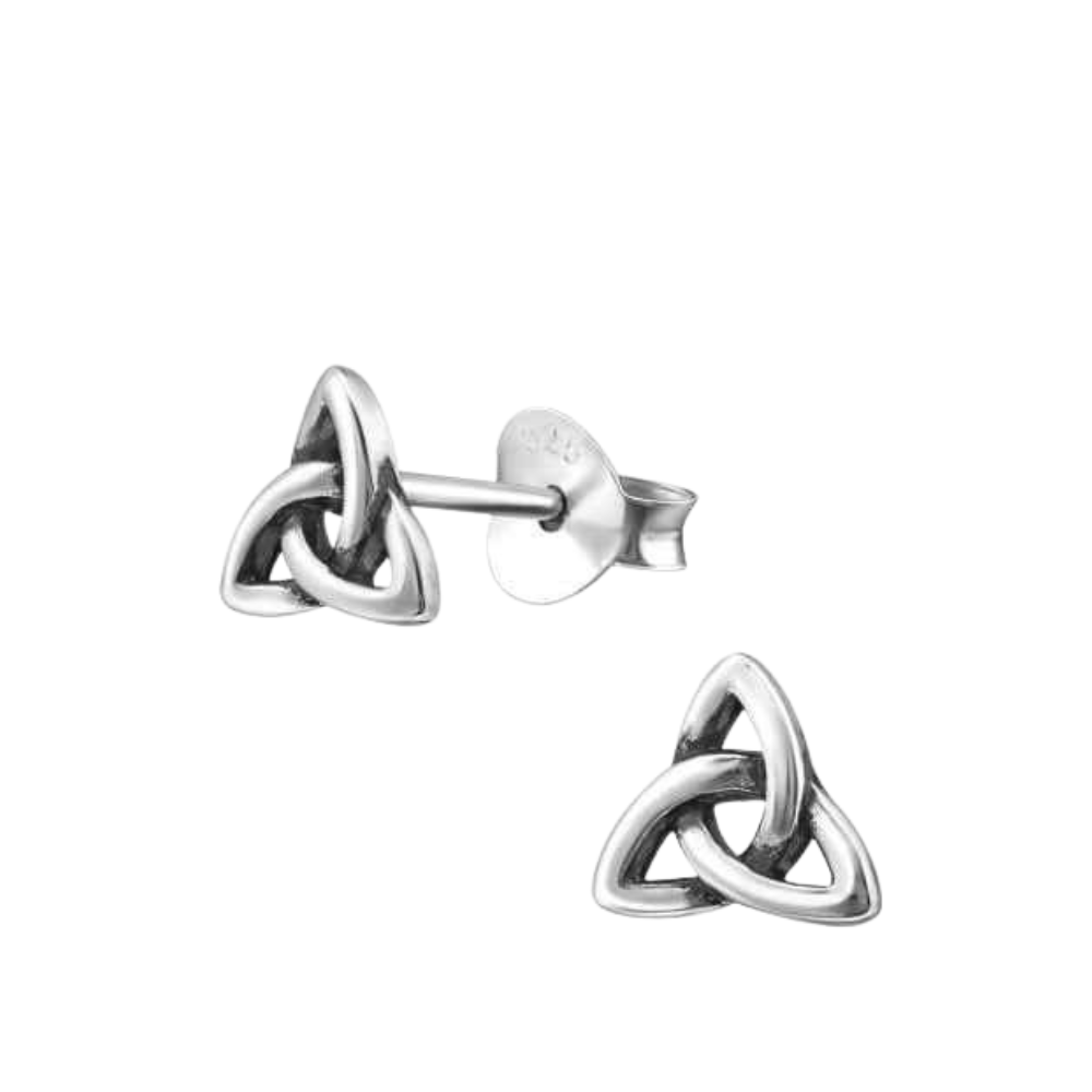 Keltische Trinity Knoop Driehoek Zilveren oorbellen knopjes