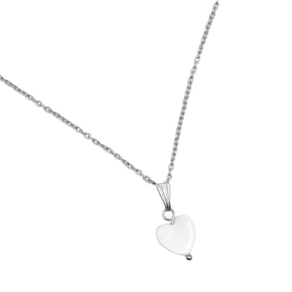 Ketting Dames Stainless Steel Zilver met parelmoer hartjes hanger - Idhuna Jewels
