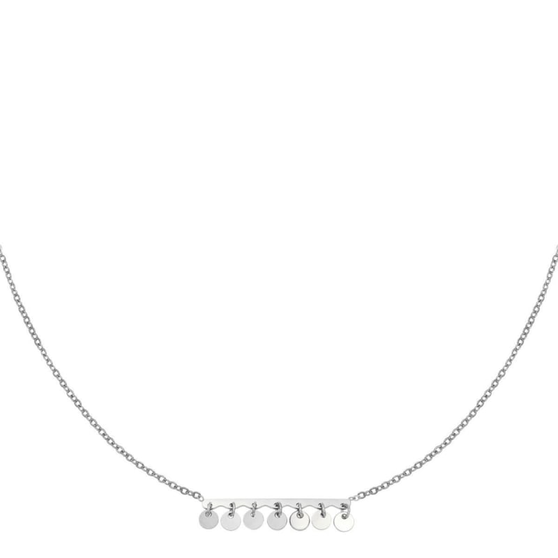 Ketting dames staal Zilver met kleine ronde hangertjes - Idhuna Jewels