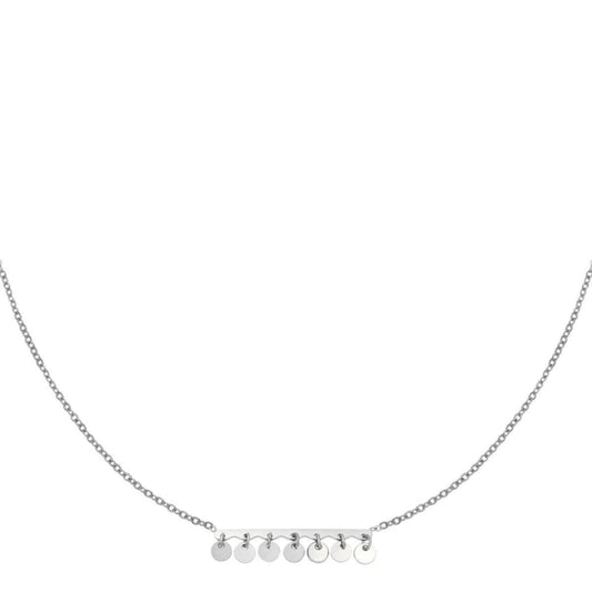 Ketting dames staal Zilver met kleine ronde hangertjes - Idhuna Jewels