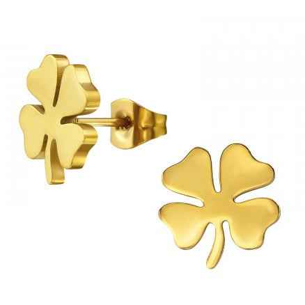 Klavertje Vier Oorbellen Staal Goudkleurig - Idhuna Jewels