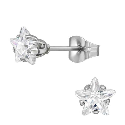 Kleine Sterren Oorknopjes Stainless Steel Zilver Zirkonia - Idhuna Jewels