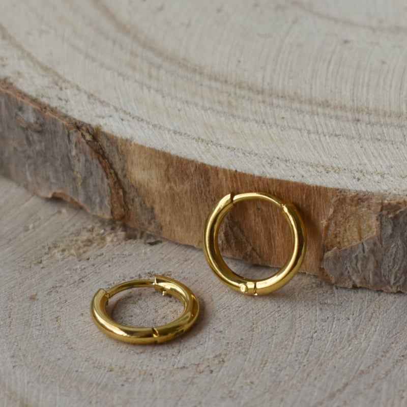 Kleine mini stalen oorringen goud 10 mm - Idhuna Jewels
