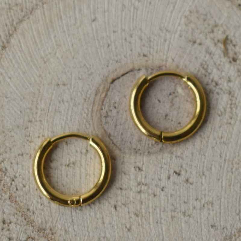 Kleine mini stalen oorringen goud 10 mm - Idhuna Jewels