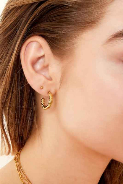Kleine oorringen stainless steel goud gedraaid detail 20 mm - Idhuna Jewels