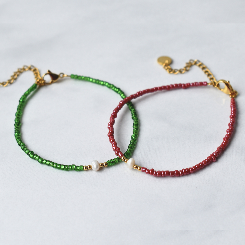 Bordeaux Rode Kralen Armband Noelle