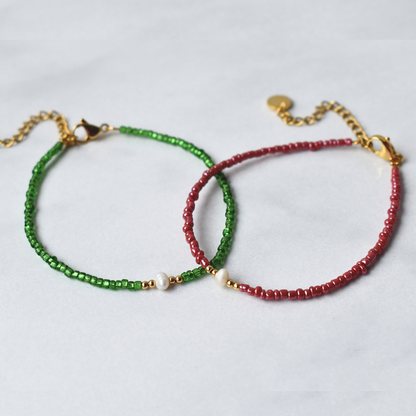 Bordeaux Rode Kralen Armband Noelle