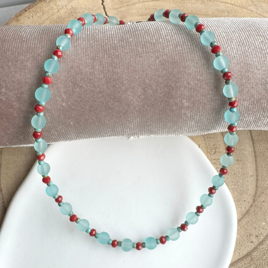NECKLESS KRALEN BLAUW BURGUNDI SHONA
