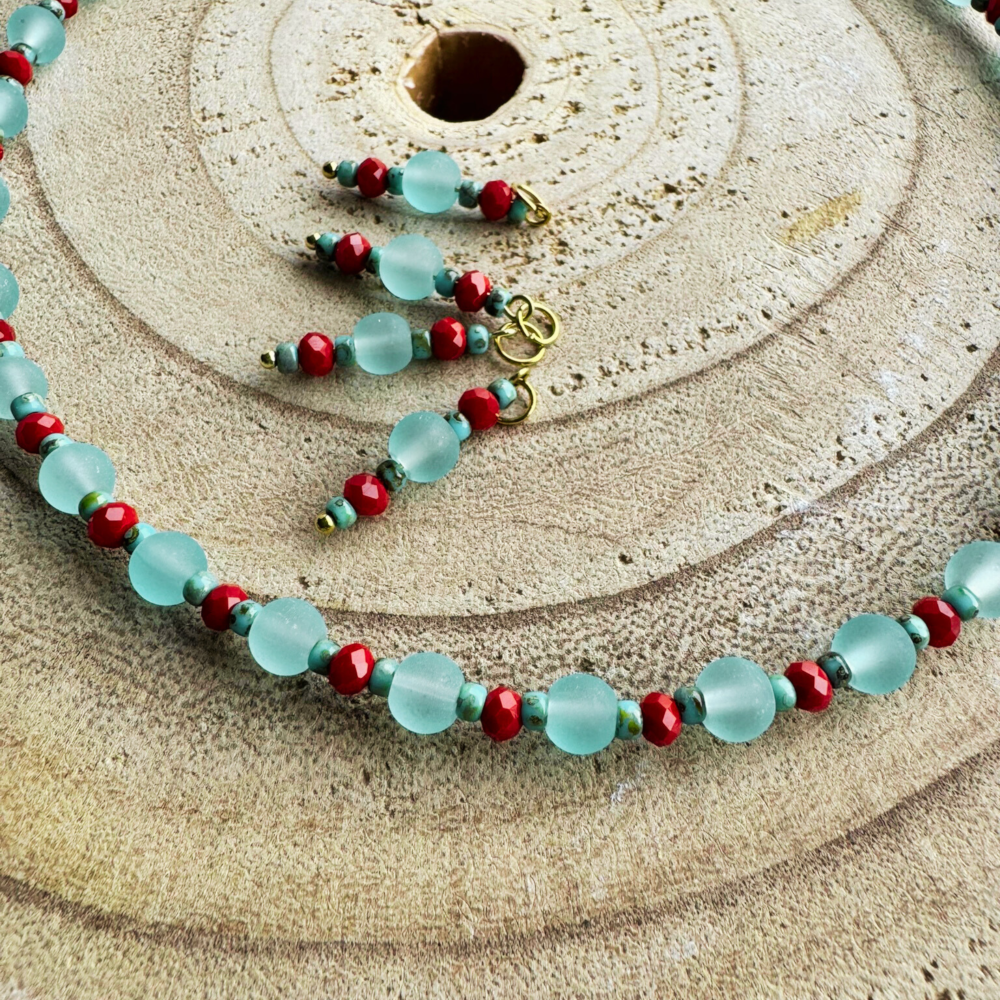 NECKLESS KRALEN BLAUW BURGUNDI SHONA