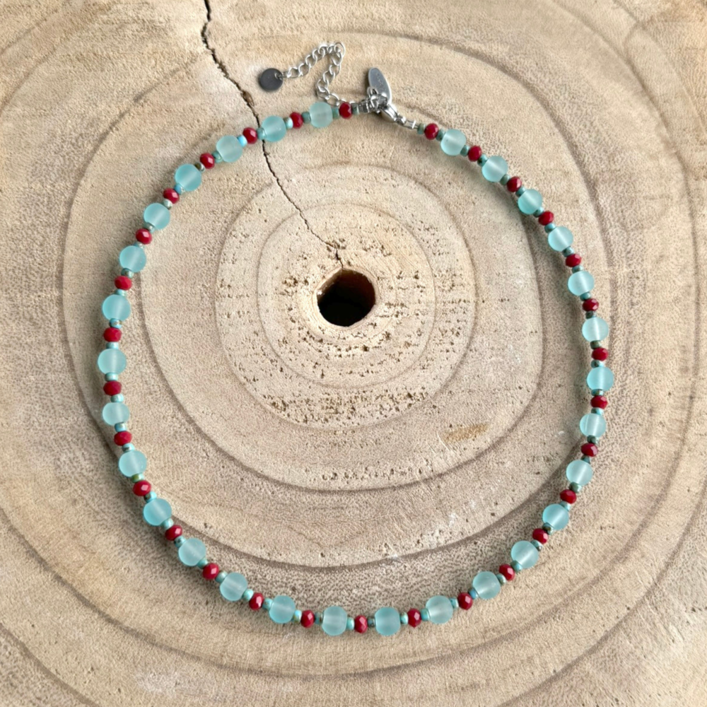 NECKLESS KRALEN BLAUW BURGUNDI SHONA