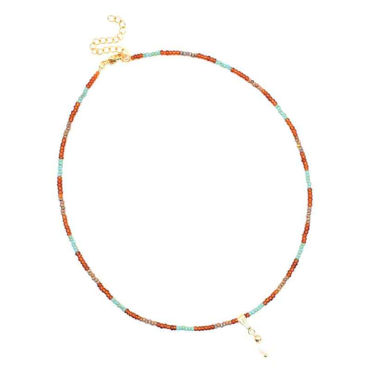 Kralen Ketting Dames Rvs goud rocailles kralen met Parel hanger - Idhuna Jewels