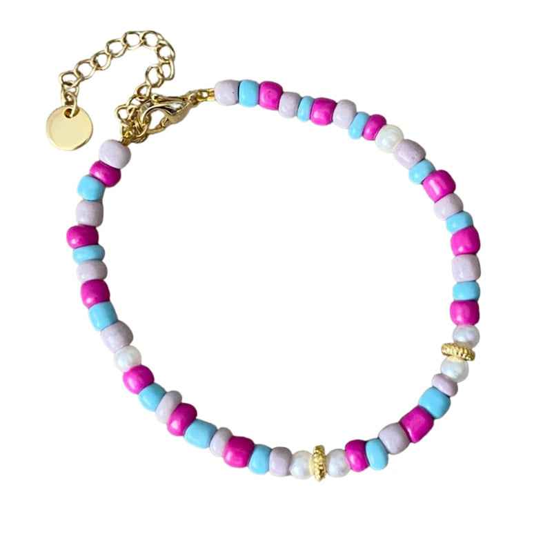 Kralen dames armband glas parels goud Lola - Idhuna Jewels