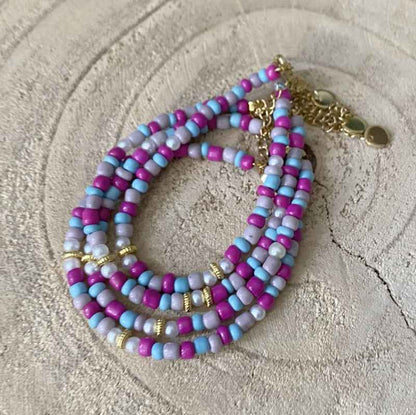 Kralen dames armband glas parels goud Lola - Idhuna Jewels