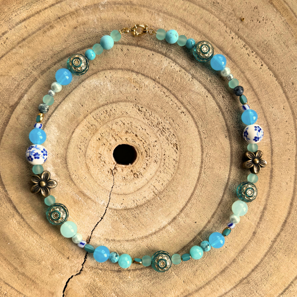 Bohemian Ketting turquoise met Rvs sluiting