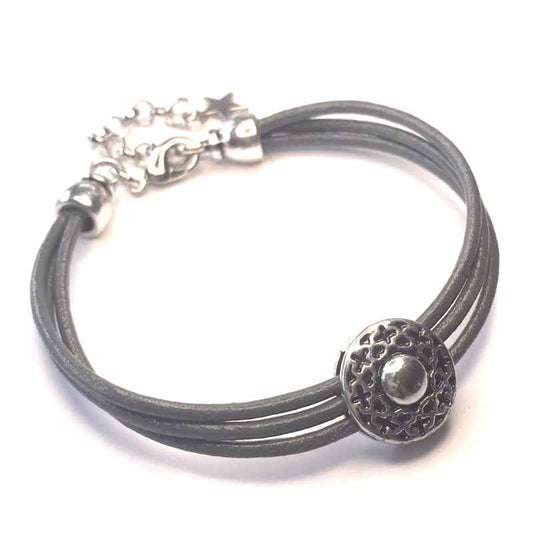 Leren Armband Dames donkergrijs - Idhuna Jewels