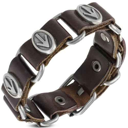 Leren armband heren bruin met gesp - Idhuna Jewels