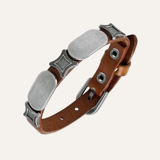 Leren armband heren bruin met gespsluiting - Idhuna Jewels