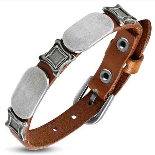 Leren armband heren bruin met gespsluiting - Idhuna Jewels
