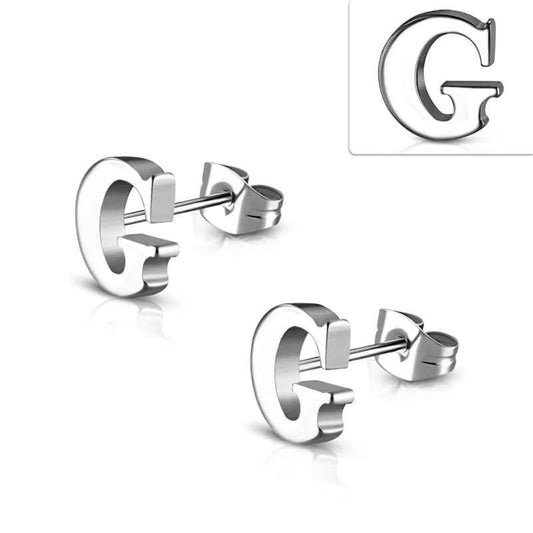 Letter G chirurgisch staal oorknopjes - Idhuna Jewels