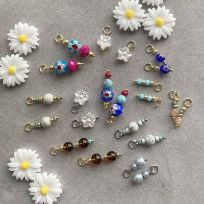 Lichtblauwe Kralen hanger bedels voor oorringen Rvs zilver - Idhuna Jewels