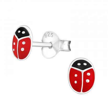 Zilveren Kinder oorbellen Lieveheersbeestje - Idhuna Jewels