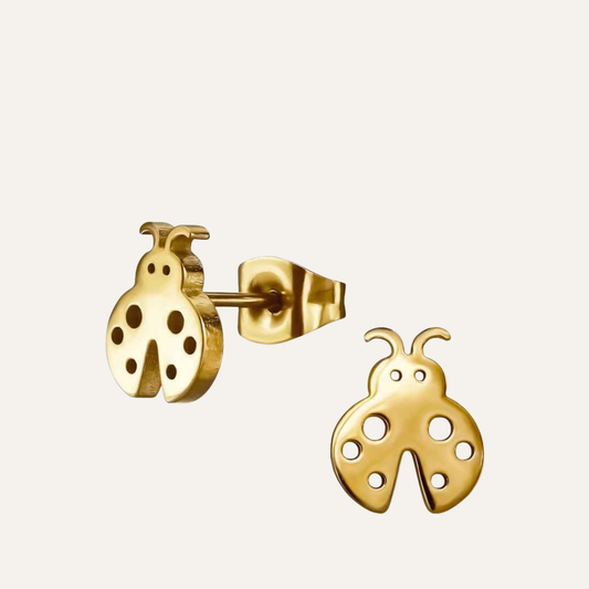 Lieveheersbeestje Oorbellen Knopjes Rvs