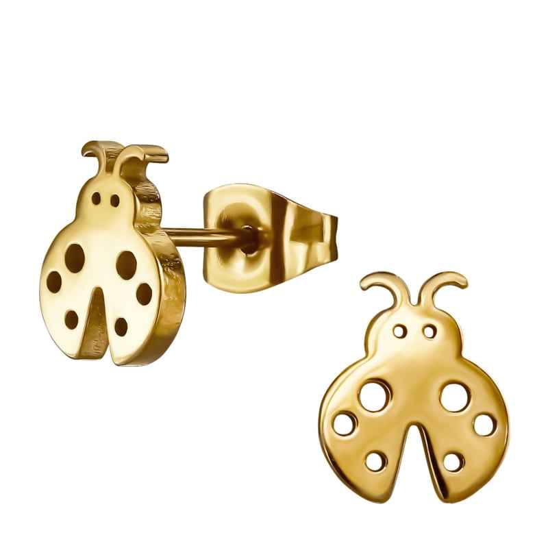 Lieveheersbeestje Oorbellen Knopjes Rvs - Idhuna Jewels