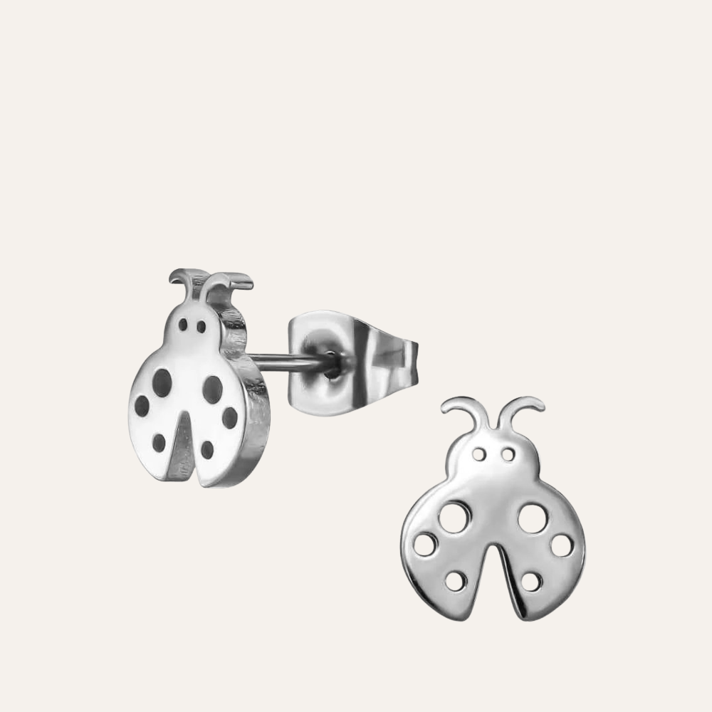 Lieveheersbeestje Oorbellen Knopjes Rvs