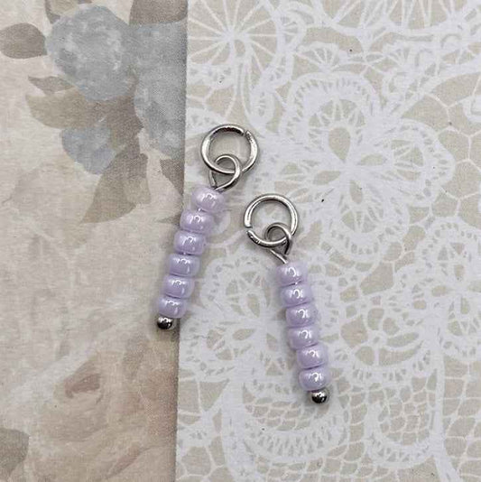 Lila Bedels Rvs zilver voor Oorbellen kraaltjes - Idhuna Jewels