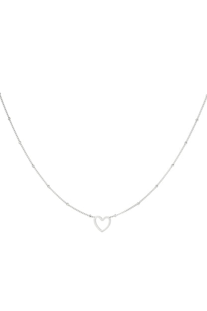 Minimalistische ketting dames staal open hart zilver