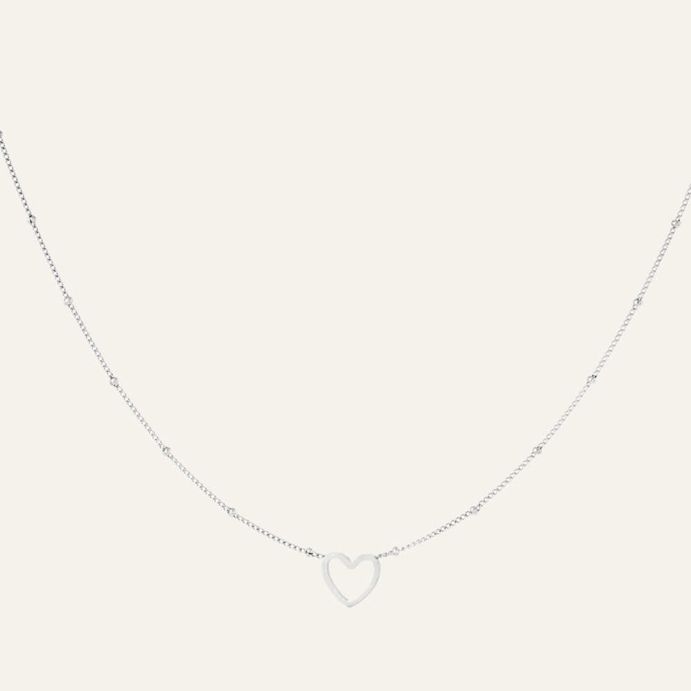 Minimalistische ketting staal open hart zilver Ilsa