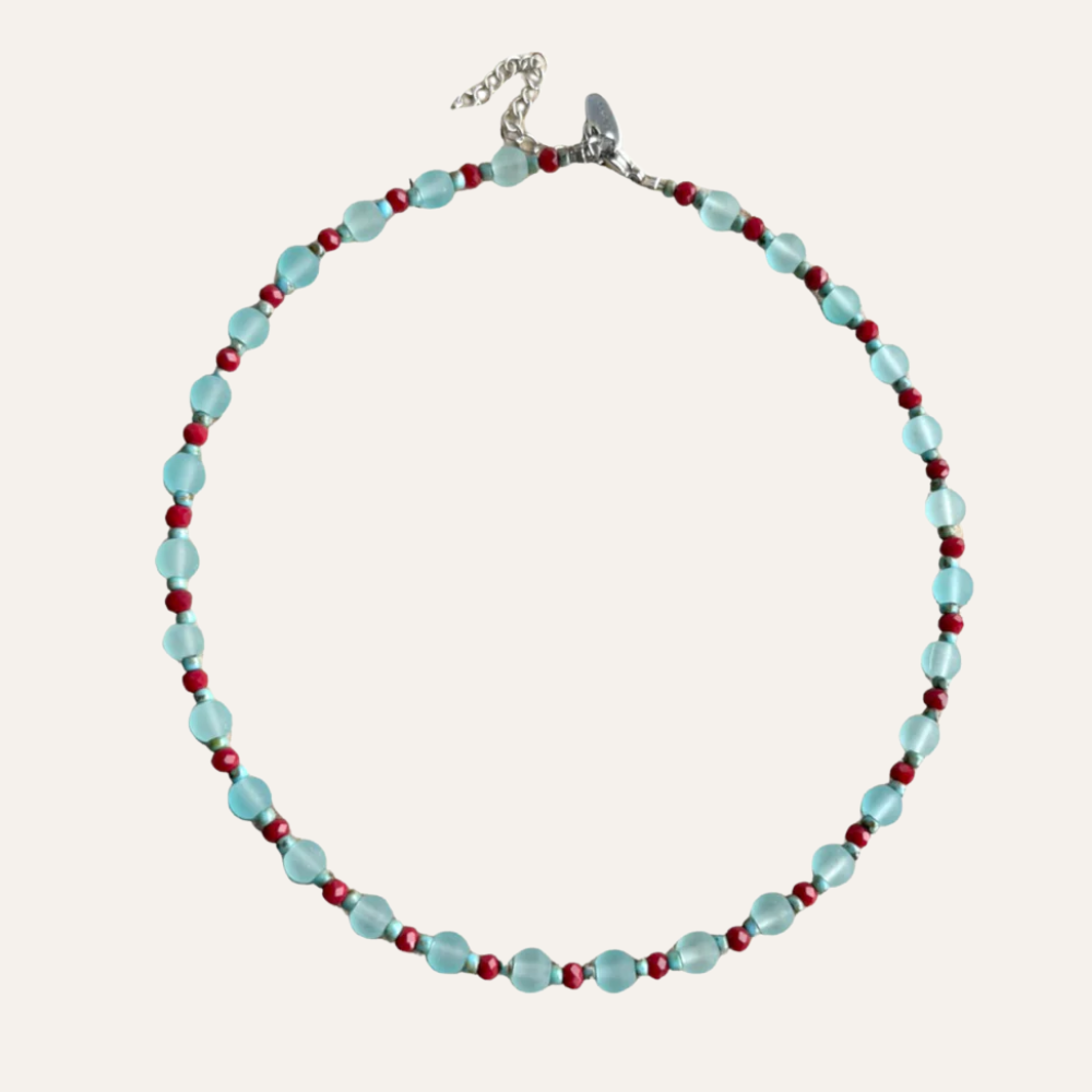 Neckless kralen blauw Burgundi Shona