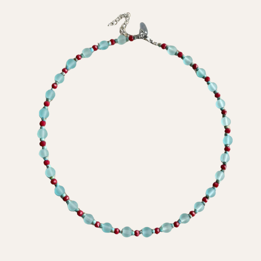 Neckless kralen blauw Burgundi Shona