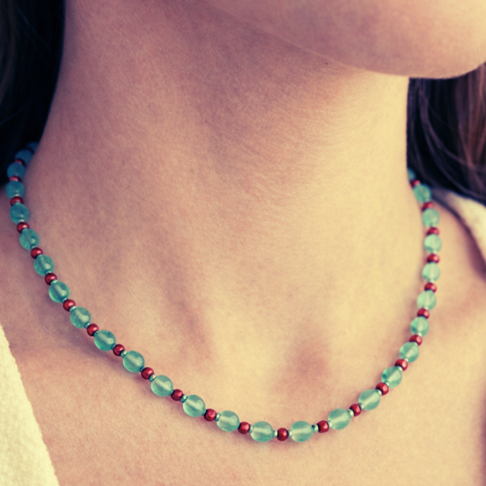 Neckless kralen blauw Burgundi Shona