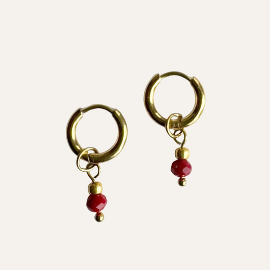 Oorringen Met Bedels Rode Facet Hanger Kiara