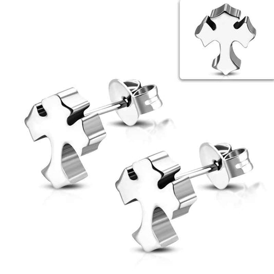 Oorbellen Chirurgisch Staal Klein mini Keltisch kruis oorknopjes zilver - Idhuna Jewels