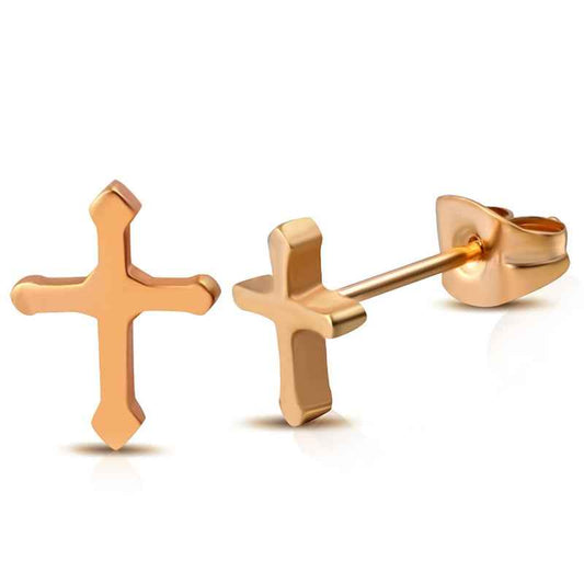 Oorbellen Chirurgisch Staal Kruis rosé goud - Idhuna Jewels