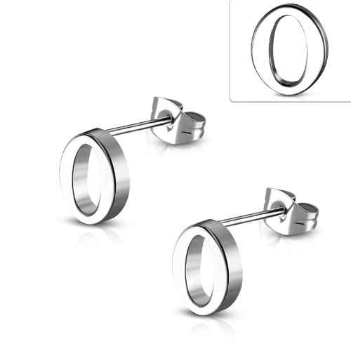Oorbellen Chirurgisch Staal Letter oorknopjes O - Idhuna Jewels