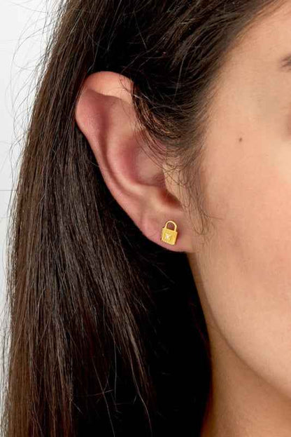 Oorbellen Knopjes 925 zilver gold plated Slotje - Idhuna Jewels