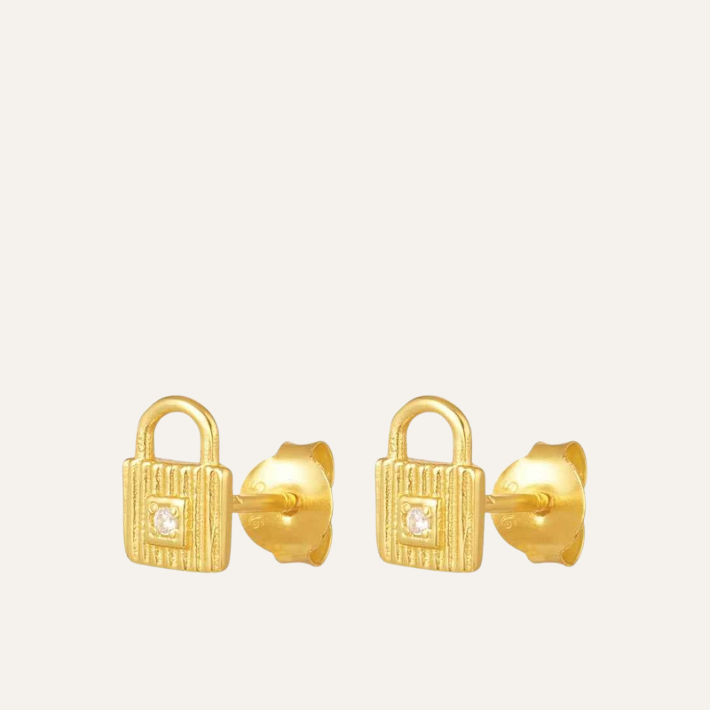 Oorbellen Knopjes 925 zilver gold plated Slotje