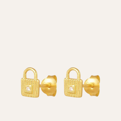 Oorbellen Knopjes 925 zilver gold plated Slotje
