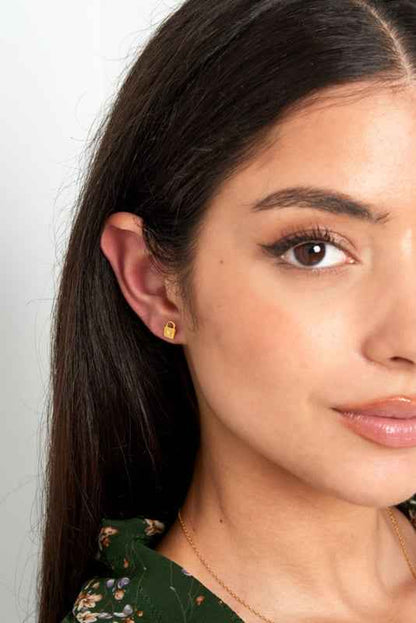 Oorbellen Knopjes 925 zilver gold plated Slotje - Idhuna Jewels