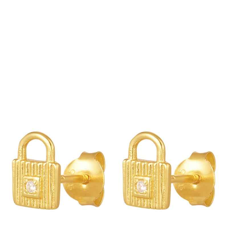 Oorbellen Knopjes 925 zilver gold plated Slotje - Idhuna Jewels