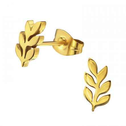 Oorbellen Knopjes Stainless Steel Takje met Blaadjes - Idhuna Jewels