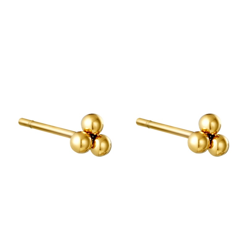 Oorbellen drie bolletjes Triple Bullet mini staal oorknopjes - Idhuna Jewels